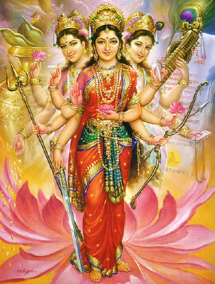 tridevi: Lakshmi, Parvati, and Sarasvati